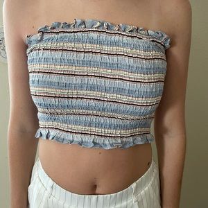 Multicolored bandeau cropped top